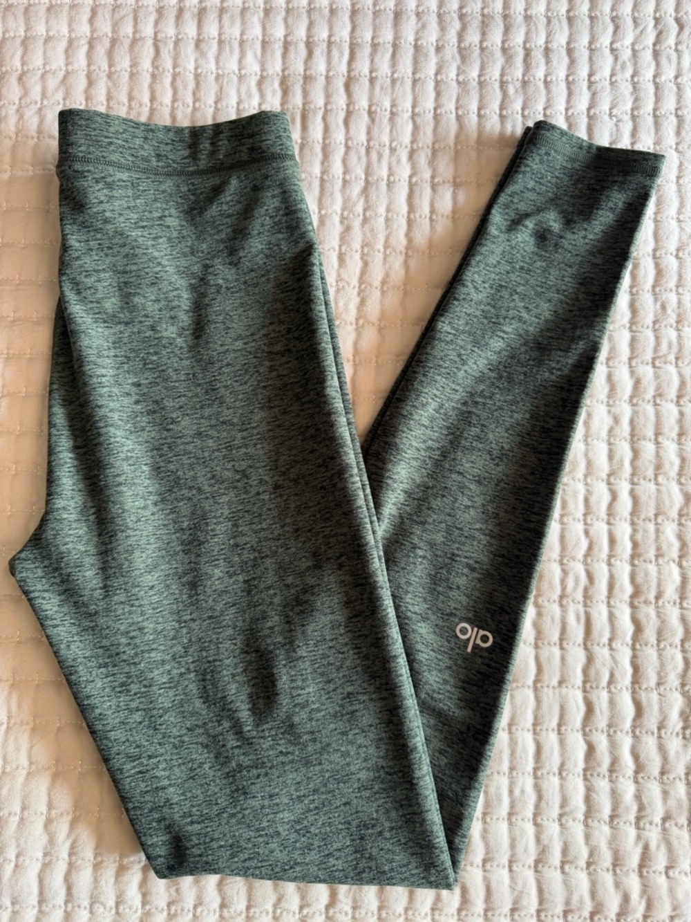 ALO Yoga High Waist Alosoft Flow Leggings Heathered Olive Green Lounge Small - Picture 7 of 7